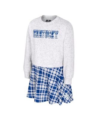 Big Girls 2-Piece Gray Kentucky Wildcats Marceline Plaid Skirt and Top Set