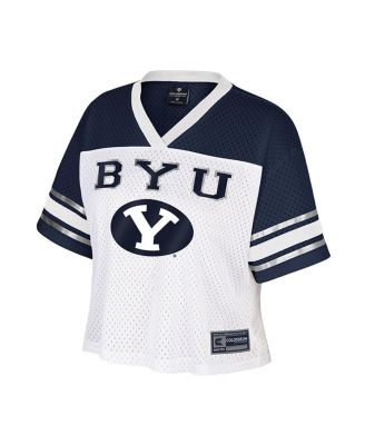 Women's White BYU Cougars Treasure Cropped Football Jersey