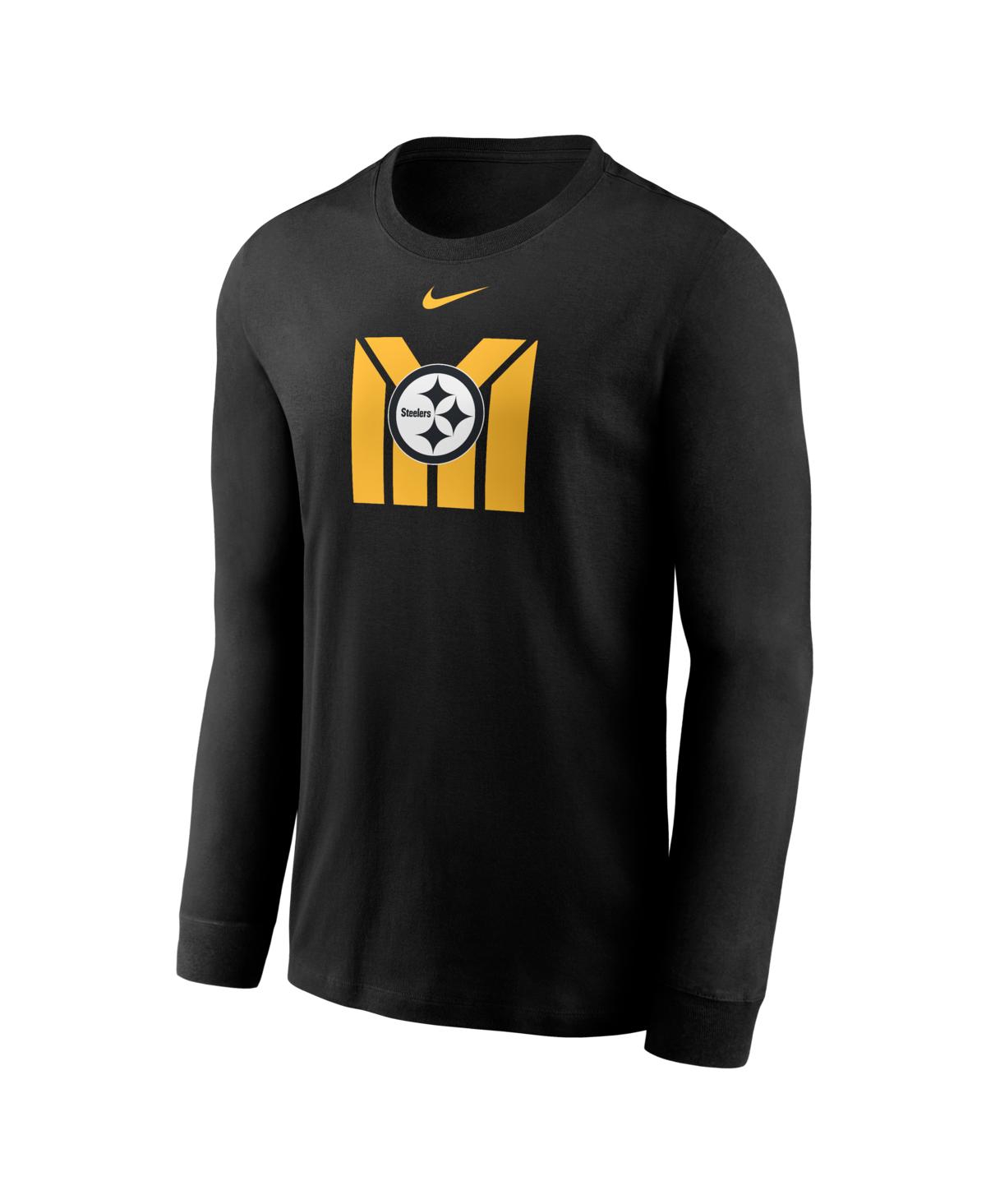 Nike Men's Black Pittsburgh Steelers Team Outline Essential Long Sleeve T-Shirt