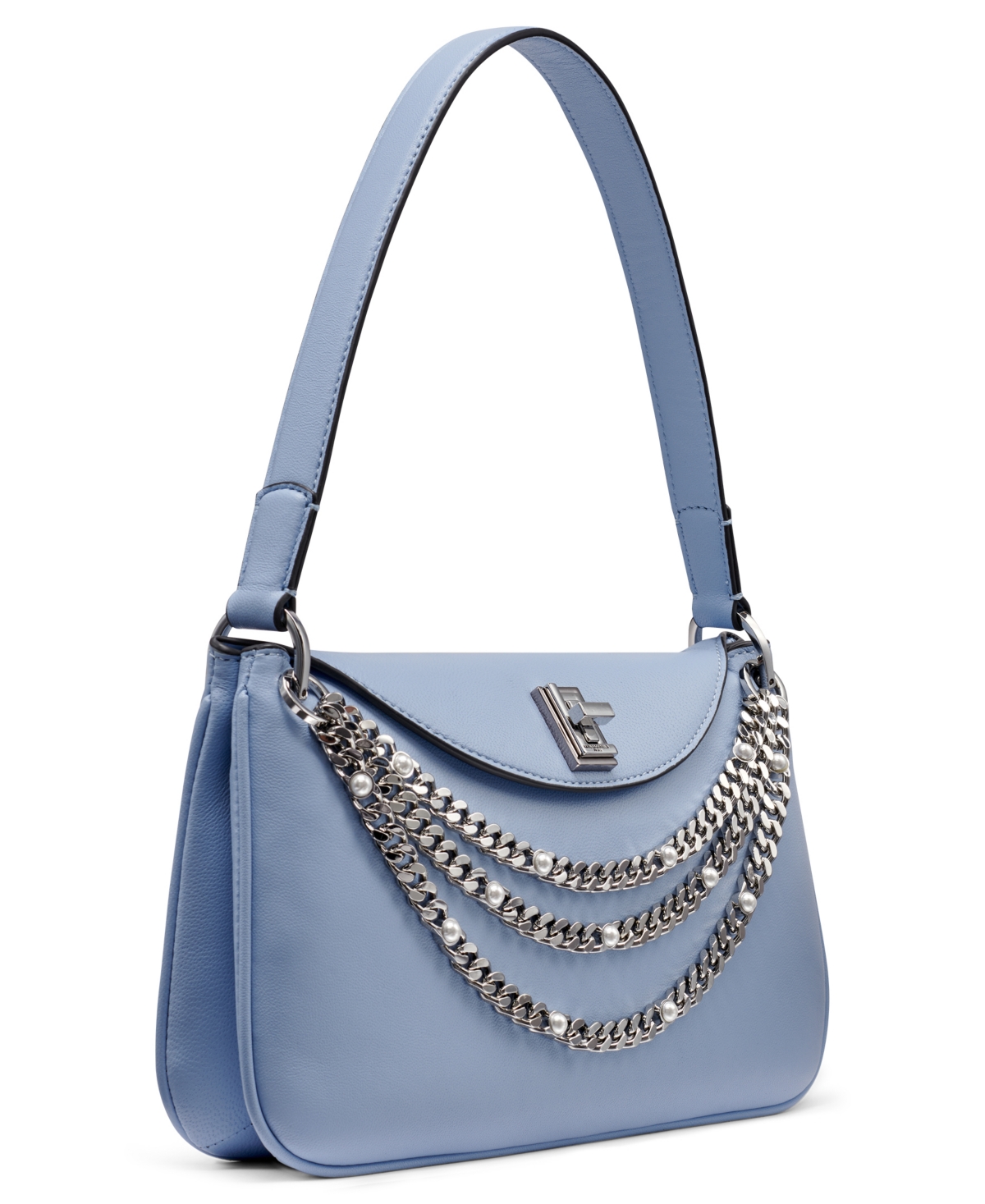 Karl Lagerfeld Nadine Leather Shoulder Bag In Blue