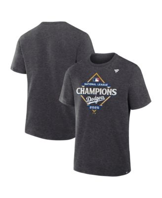 Fanatics - Men's Heather Charcoal Los Angeles Dodgers 2025 National League Champions Locker Room T-Shirt