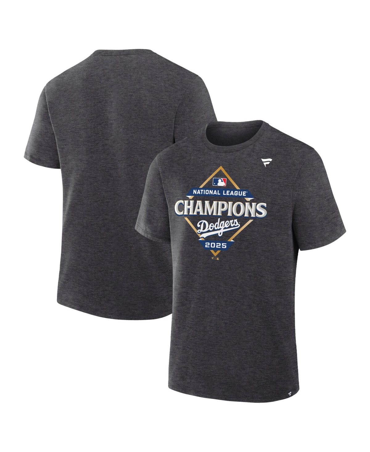 Fanatics Men's Heather Charcoal Los Angeles Dodgers 2025 National League Champions Locker Room T-Shirt