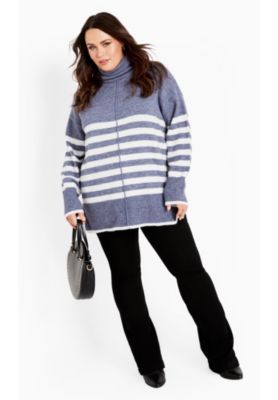 Women's Livvy Roll Neck Stripe Sweater