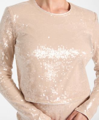 Women's Lavinia Sequin Long-Sleeve Sequin Top