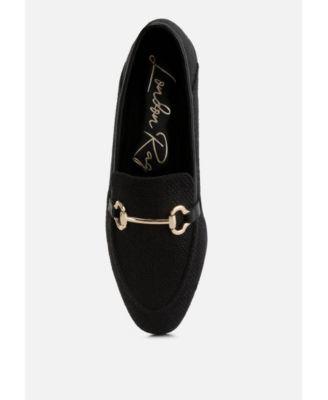 Womens Neoma Horsebit Detail Flat Canvas Loafers