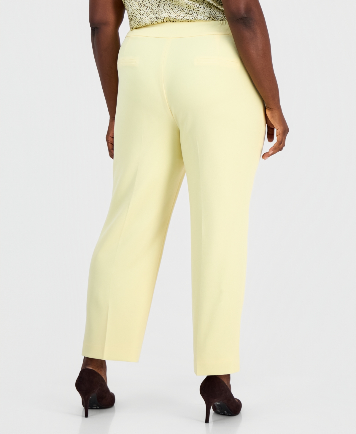 Kasper Plus Core Julia Stretch Mid-Rise Straight-Leg Pants