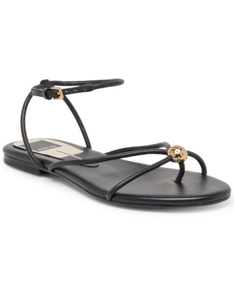 Женские сандалии Dolce Vita Kenley Embellished Strappy Flat, цвет: Чёрный кожаный