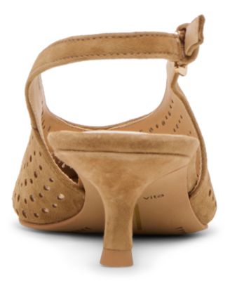 Women's Alenna Perforated Pointed Toe Kitten Heel Pumps