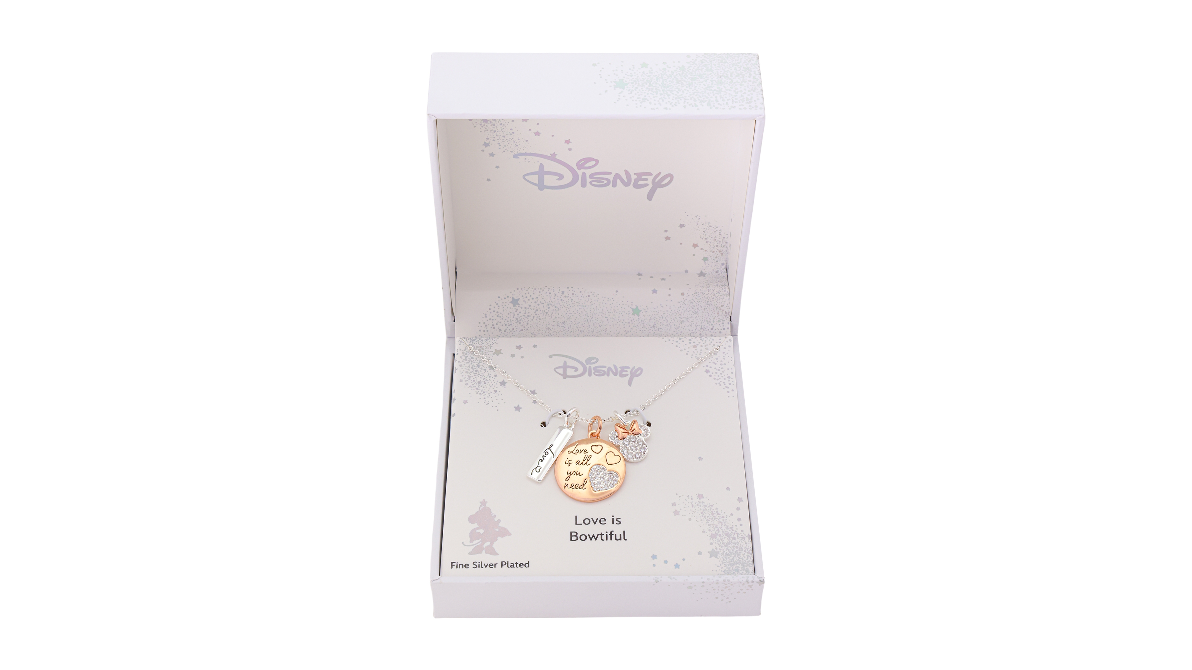 Disney Minnie Mouse Cubic Zirconia Love Pendant Charm Necklace