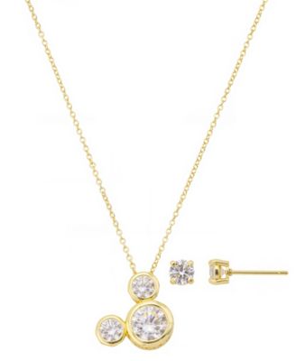 Mickey Mouse Cubic Zirconia Pendant Necklace and Earring Set