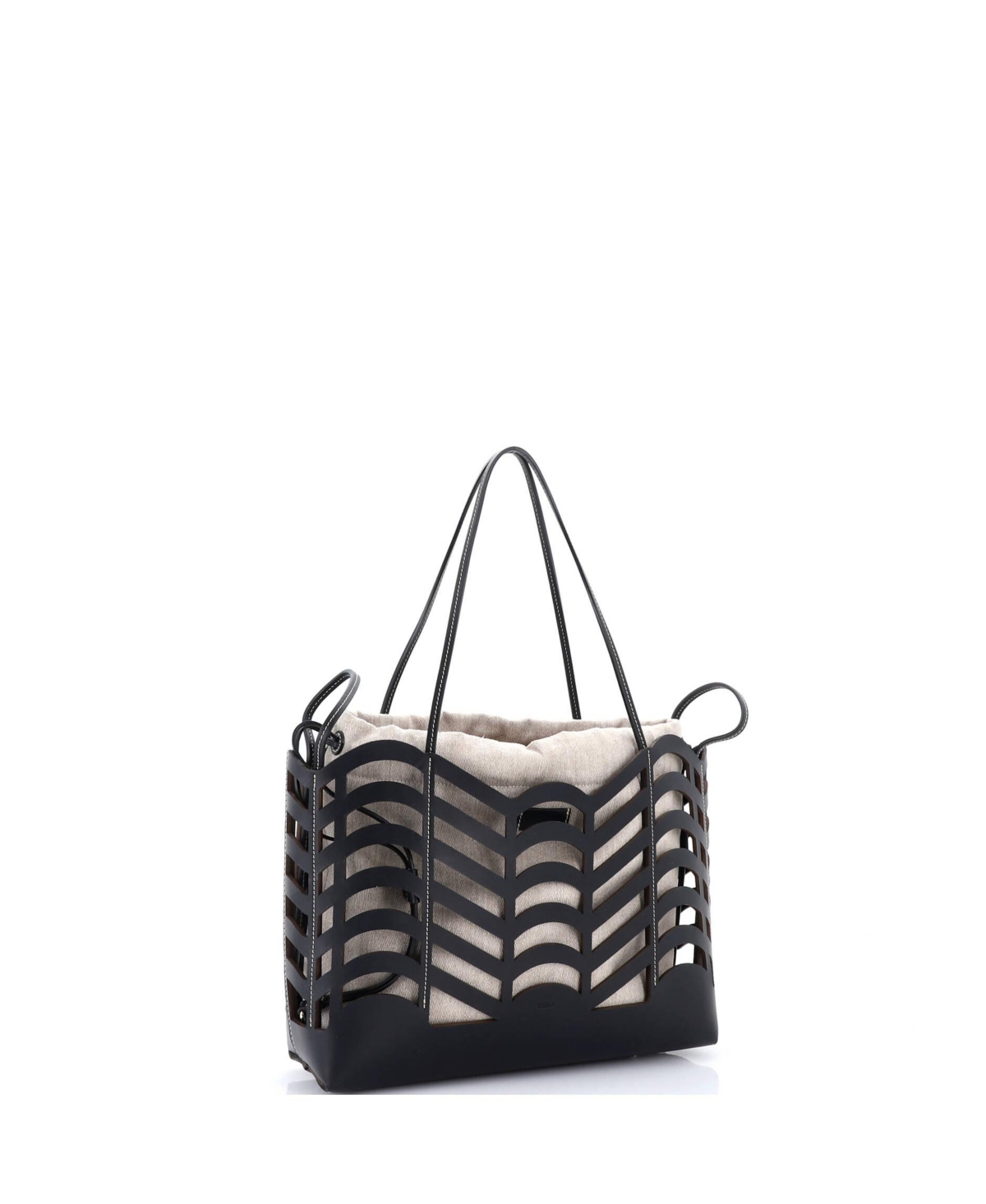 Pre-Owned Chloe Small Kayan Tote Laser Cut Leather and Canvas