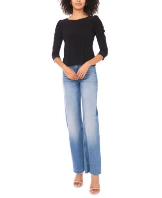 Petite Mutton Sleeve Pull-On Top