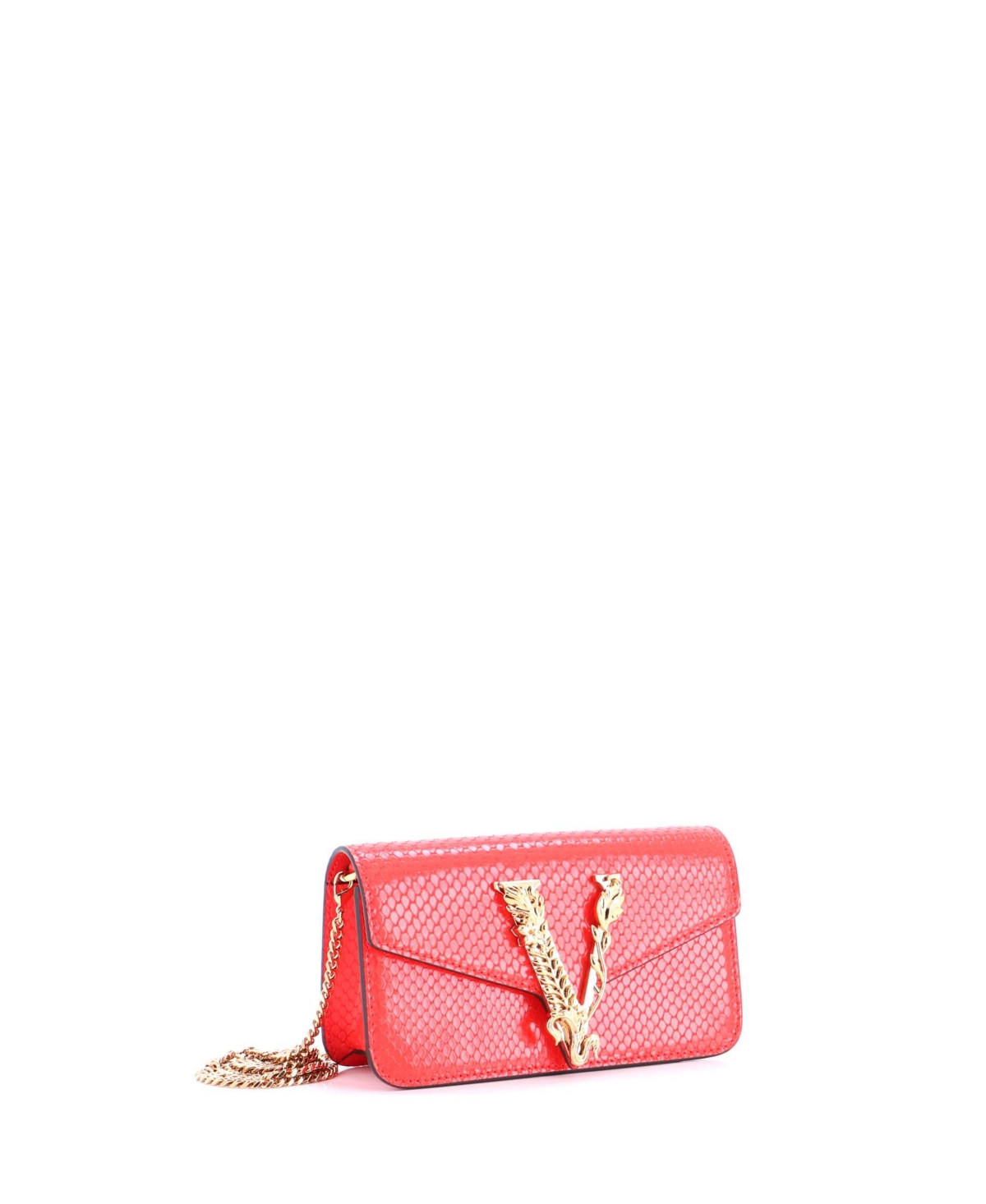 Pre-Owned Versace Virtus Clutch on Chain Embossed Leather
