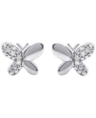 Diamond Butterfly Earrings (1/10 ct. t.w.) in Sterling Silver (also in 14k Gold-Plated Sterling Silver)