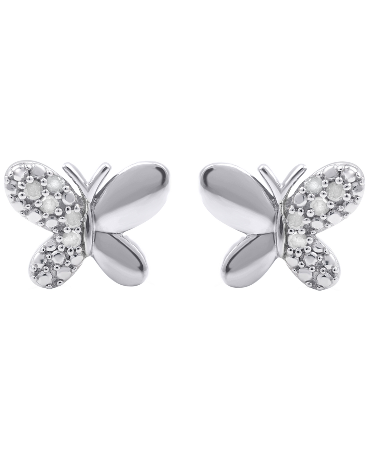 Macy's Diamond Butterfly Earrings (1/10 Ct. T.w.) In Sterling Silver (also In 14k Gold-plated Sterling Silv In Silver