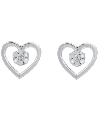 Diamond Heart Earrings (1/10 ct. t.w.) in Sterling Silver (also in 14k Gold-Plated Sterling Silver)