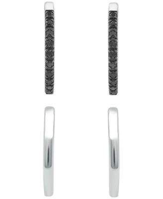 2-Pc. Diamond Hoop Earrings Set (1/6 ct. t.w.) in Sterling Silver