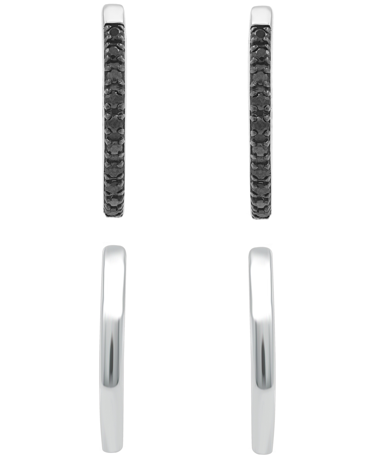 Macy's 2-Pc. Diamond Hoop Earrings Set (1/6 ct. t.w.) Sterling Silver