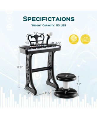 Kids Piano Keyboard 37-Key Kids Toy Keyboard Piano with Microphone for 3+ Kids