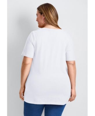 Women's Short Sleeve Henley Tunic Top