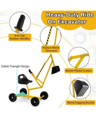 Sand Digger for Kids Sandbox Toy Digger with 2-Handed Controls and Flexible Shovel