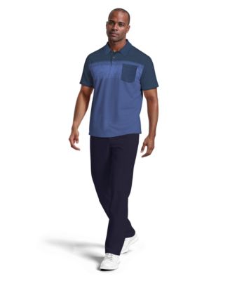 Men's Engineered Textured Color-Block Short-Sleeve Golf Polo Shirt