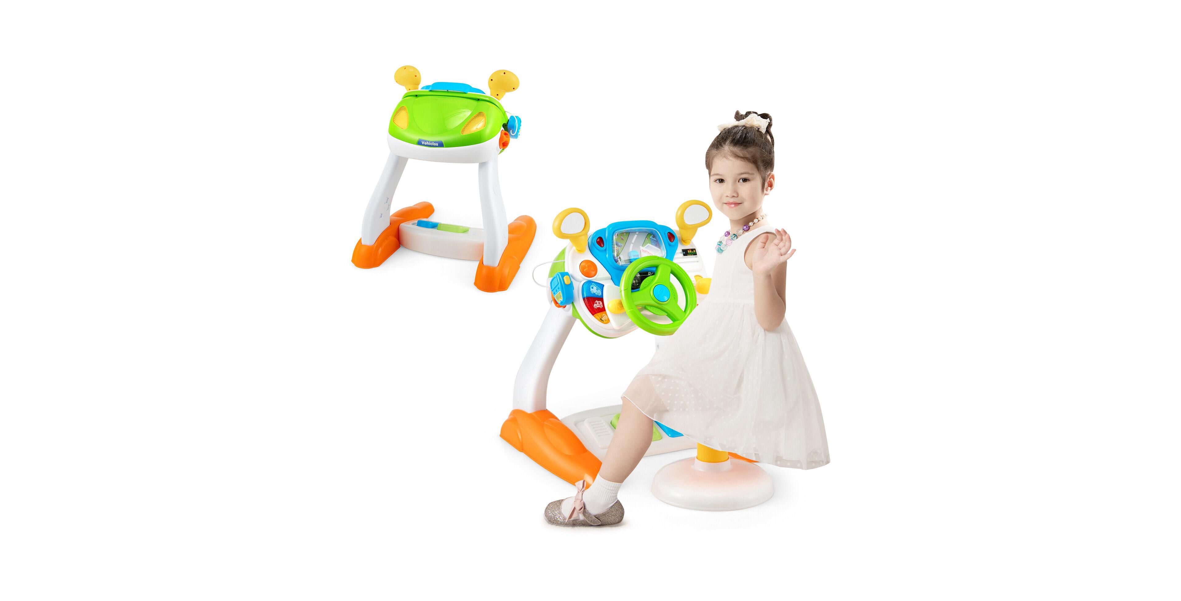Mecale Kids Steering Wheel Pretend Play Toy Set with Lights and Sounds