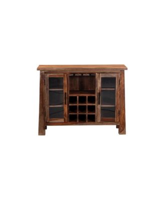 Kalispell Solid Sheesham Wood Bar Cabinet, Brown
