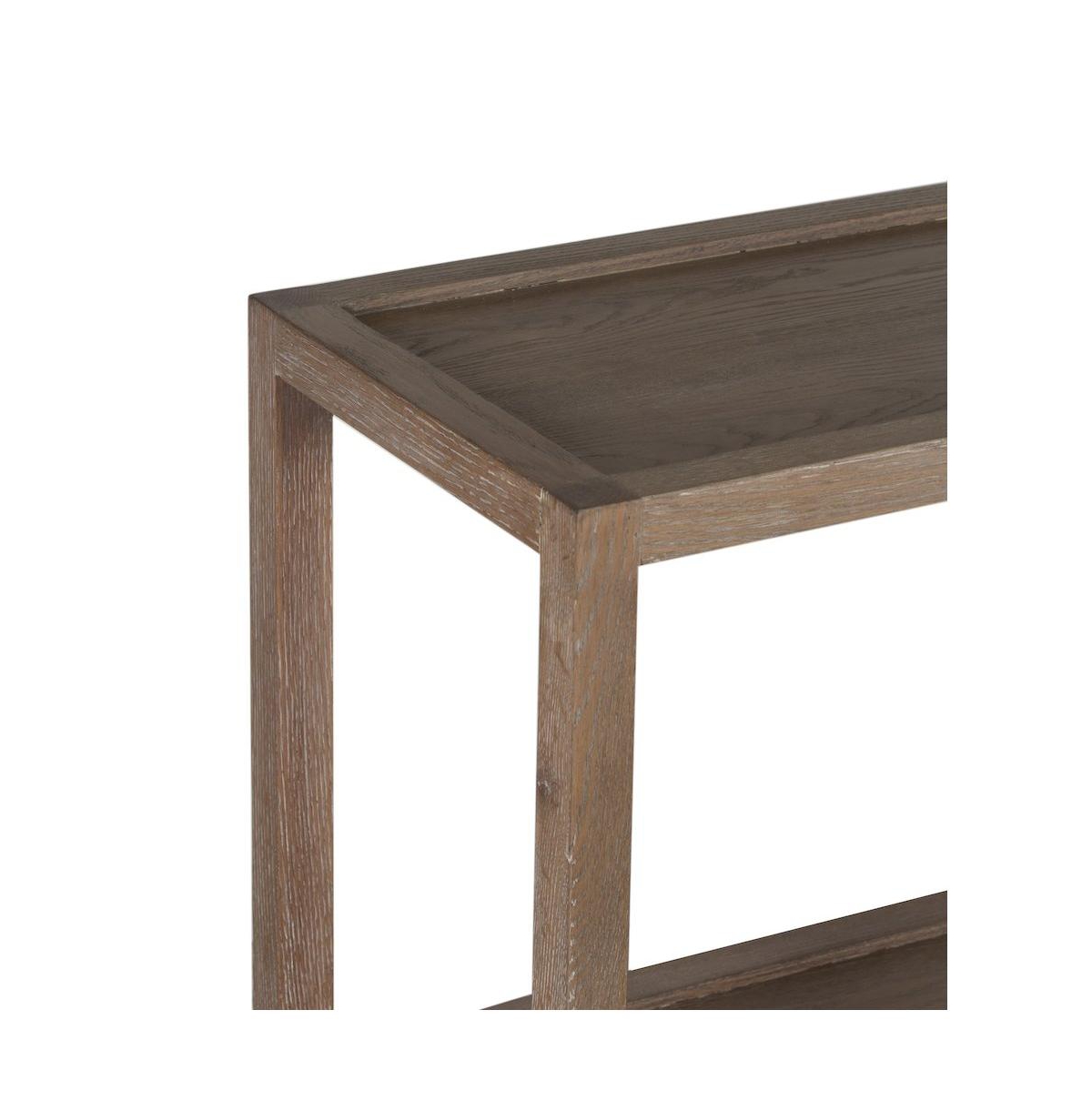 Lowell Solid White Oak Wood Console Table, Brown