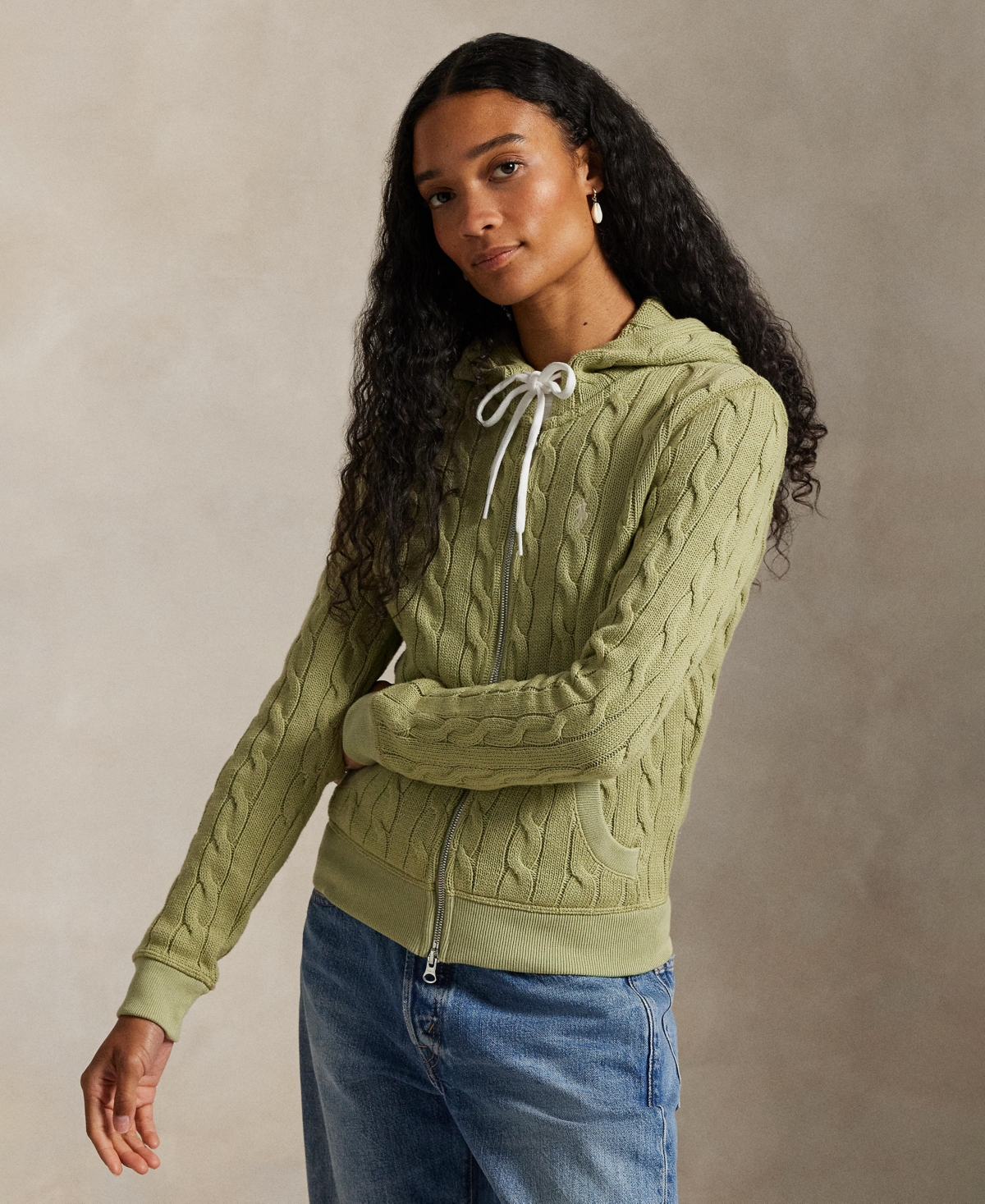 Polo Ralph Lauren Women's Cable-Knit Full-Zip Hoodie
