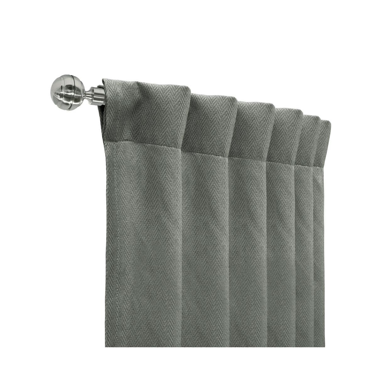 Thermalogic Galati Room Darkening Trendy Textured Herringbone Motif Dual Header Curtain Panel 52" x 108" Charcoal