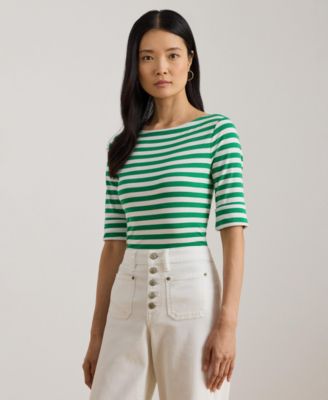 Lauren Ralph Lauren - Women's Striped Boat Neck T-Shirt