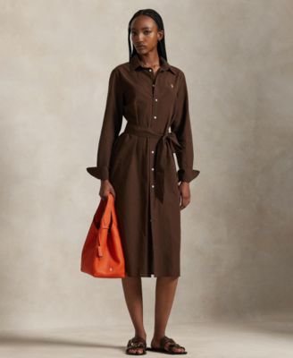 Women's Long-Sleeve Belted Shirtdress