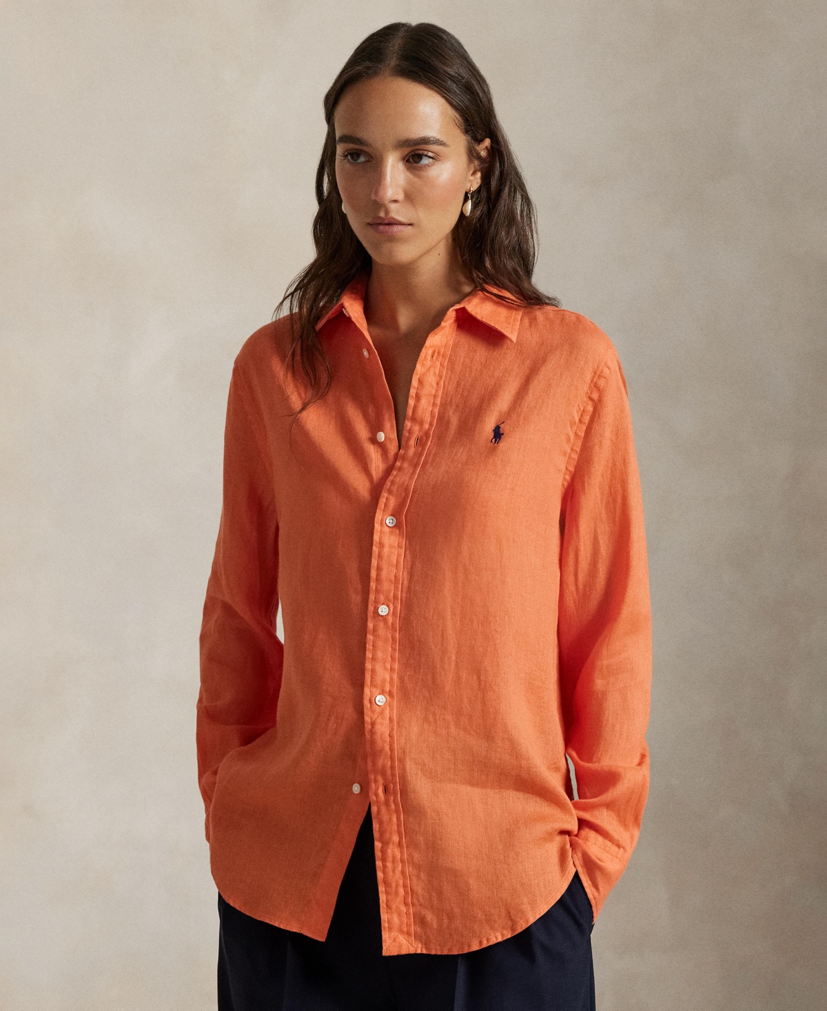 Polo Ralph Lauren Women's Classic-fit 100% Linen Shirt In Orange