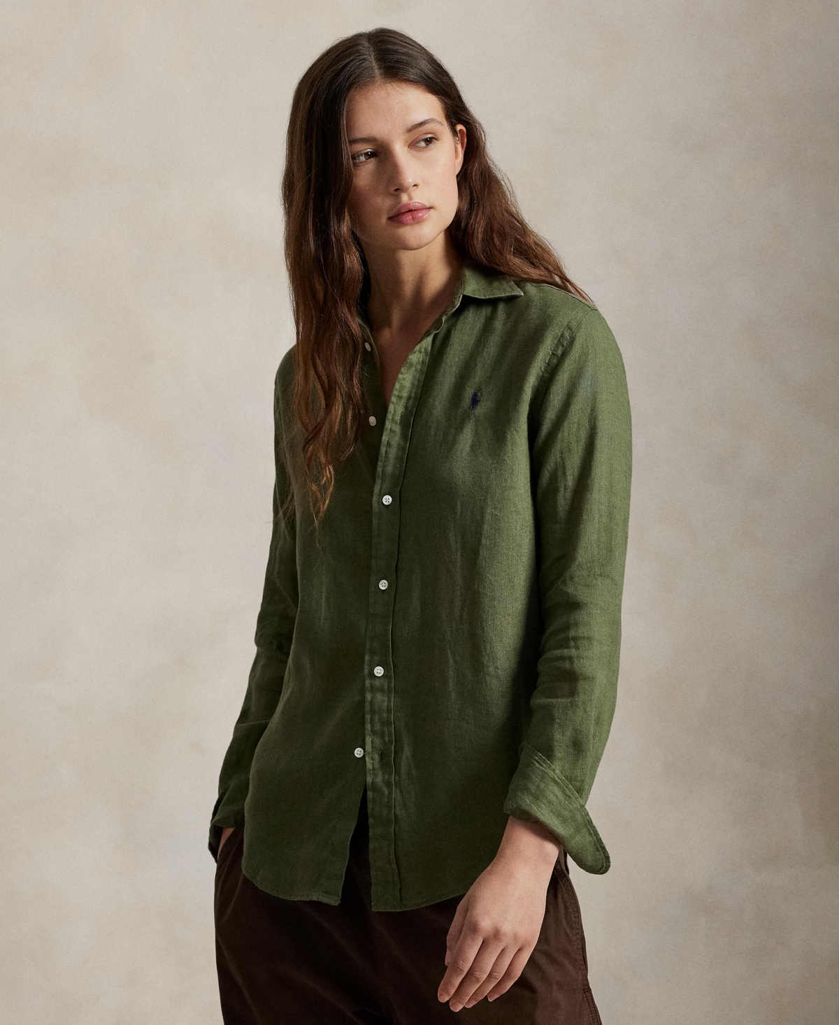 Polo Ralph Lauren Women's Classic-fit 100% Linen Shirt In Green