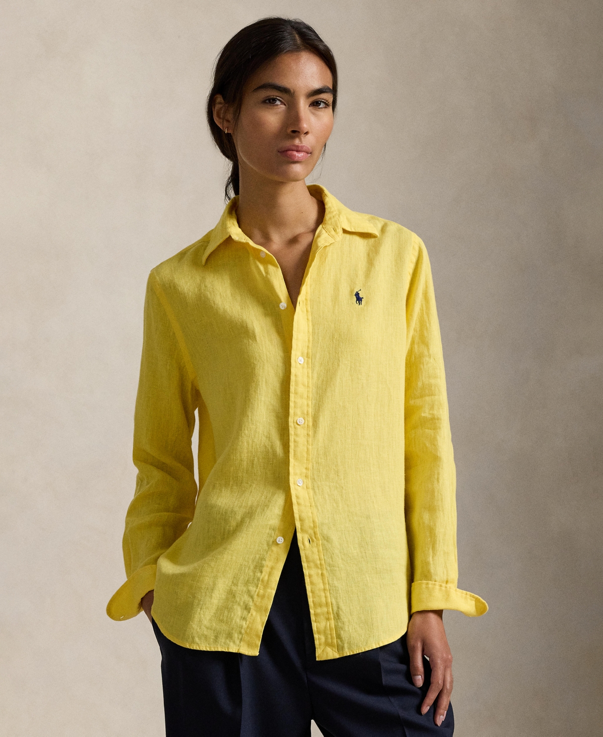 Polo Ralph Lauren Women's Classic-fit 100% Linen Shirt In Yellow
