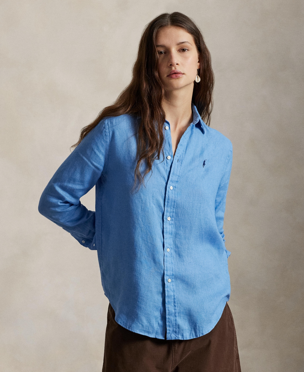Polo Ralph Lauren Women's Classic-fit 100% Linen Shirt In Blue