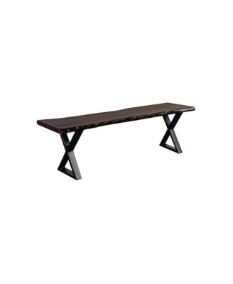 Manzanita Live Edge Solid Sheesham Wood Dining Bench, Gray