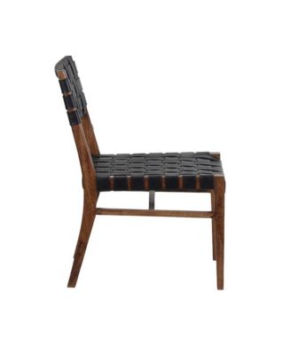 Kier Genuine Leather Basket-Woven Dining Chair, Brown (Set of 2)