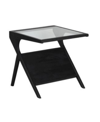 Canberra Solid Mango Wood End Table, Black