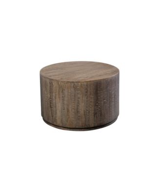 Drum Gray Wash Mango Wood Coffee Table, Gray