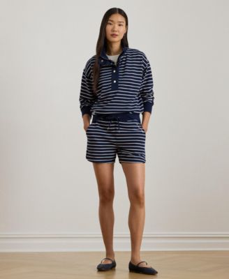 Women's Striped Mock Neck Sweatshirt