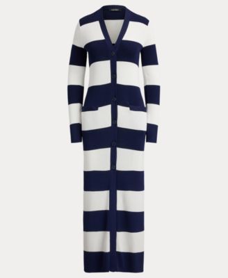Women's Striped Ankle-Grazing Cardigan