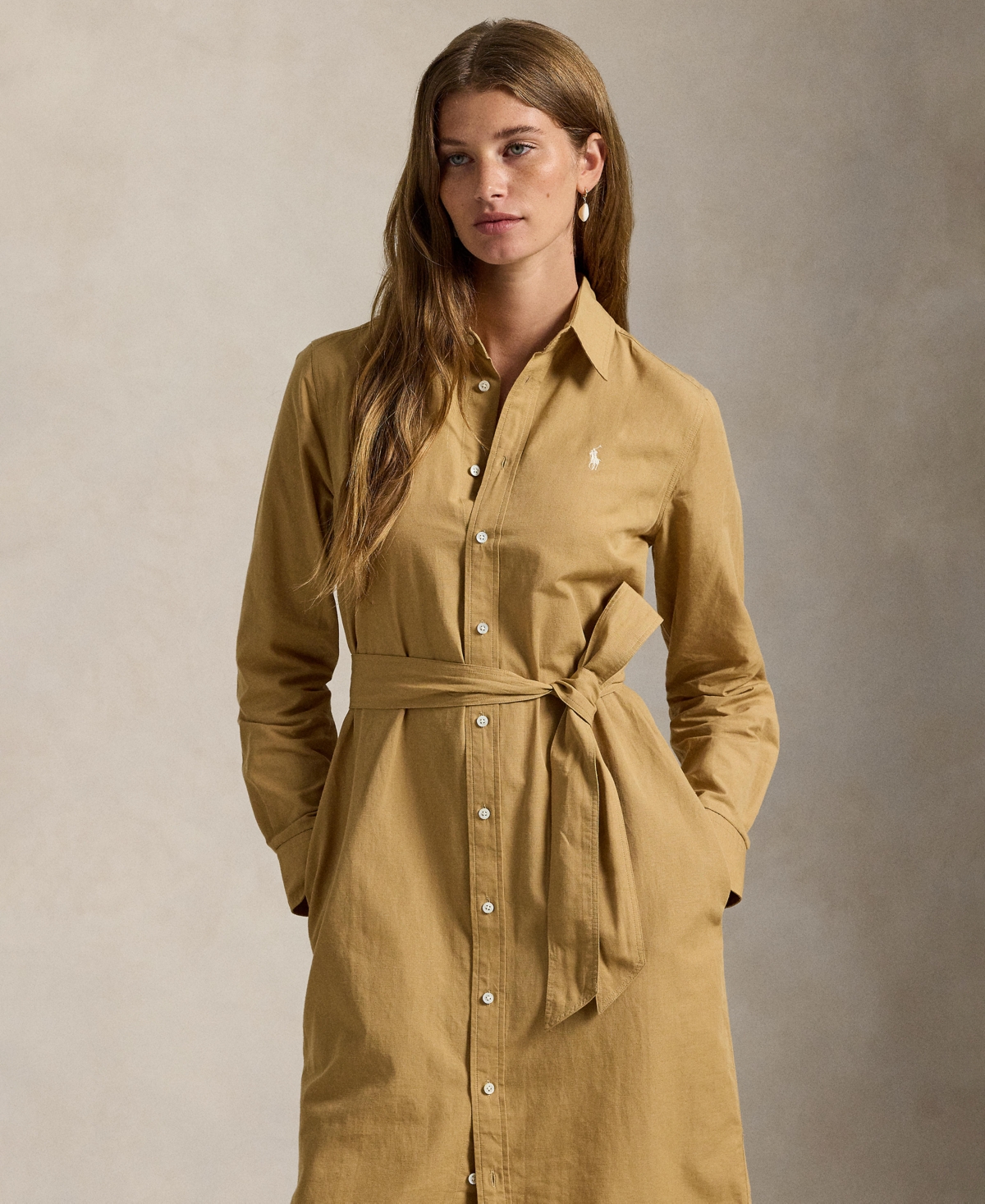 Polo Ralph Lauren Women's Long-Sleeve Belted Shirtdress