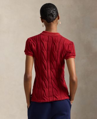 Women's Cable-Knit Polo Sweater