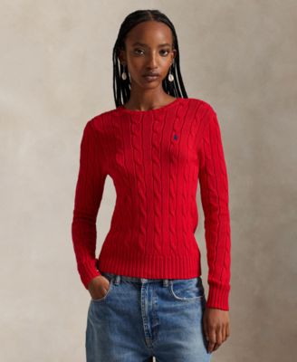 Women's Cable-Knit Cotton Crewneck Sweater