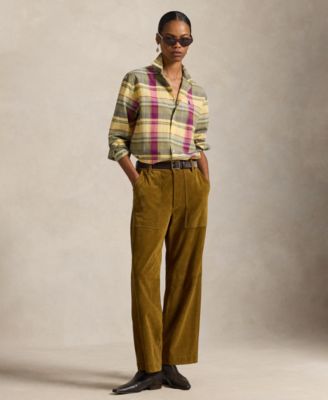 Women's Relaxed Fit Collared Plaid Shirt