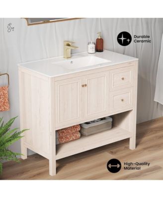 Chateau 36" Freestanding Bathroom Vanity in White Oak with Sink Top