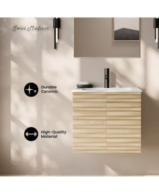 Cascade Wood 24" Wall-Mounted Bathroom Vanity with Sink Top