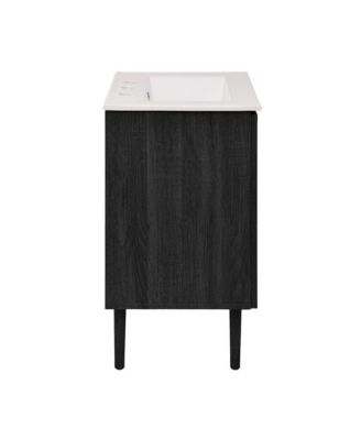 24" Freestanding Bathroom Vanity in Black Oak with 3-Hole Widespread Sink Top